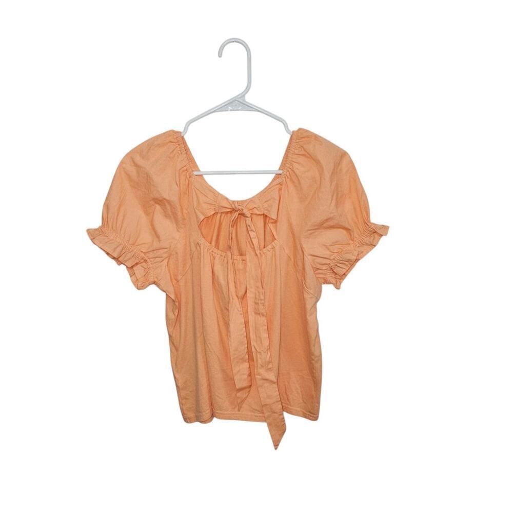 NWT J. Crew Peach/ Orange Tie-Back Top Size Medium Cotton - Picture 2 of 7